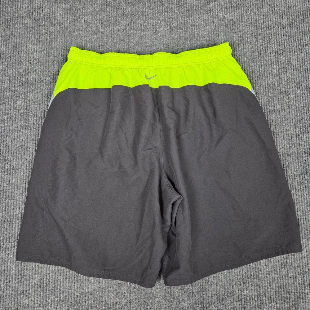 Nike Mens Swim Trunks XXL Tall Gray Neon Volt Yellow Mesh Lined‎ Board Shorts